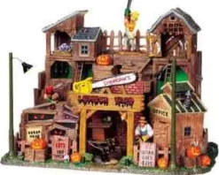 Lemax 95802 - Chainsaw's Lumber Yard With 4.5V Adaptor - Spooky Town Halloween Village Houses & Buildings* Lemax Spooky Town Houses