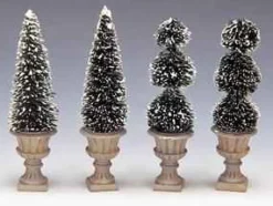 Lemax 34965 - Cone-Shaped & Sculpted Topiaries, Set Of 4 - Christmas Village Trees* Lemax Trees