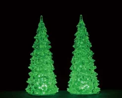 Lemax 94517 - Crystal Lighted Tree, 3 Color Changeable, Medium, Set/2, Battery-Operated (4.5-Volt) - Trees* Lemax Trees