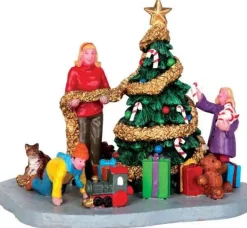 Lemax 43078 - Decorating The Xmas Tree - Christmas Village Table Pieces* Lemax Table Pieces