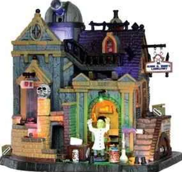 Lemax 35493 - Dr. Gloom N. Doom's Laboratory, With 4.5V Adaptor - Spooky Town Halloween Village Houses & Buildings* Lemax Spooky Town Houses
