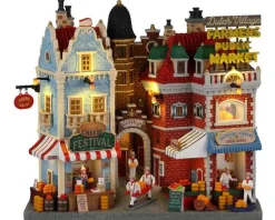 Lemax 25868 - Dutch Cheese Festival And Farmers Market, Battery-Operated (4.5-Volt) - Christmas Village Facades* Lemax Facades