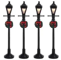 Lemax 64498 - Gas Lantern Street Lamp, Set Of 4, Battery-Operated (4.5V) - Christmas Village Misc. Accessories* Lemax Misc. Accessories