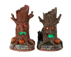 Lemax 34072 - Haunted Tree Trunks, Set Of 2, Battery-Operated (4.5-Volt) - Spooky Town Accessories* Lemax Spooky Town Accessories