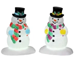 Lemax 24965 - Holly Hat Snowman, Set Of 2, Battery-Operated (4.5-Volt) - Electrical Accessories* Lemax Electrical Accessories