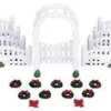 Lemax 04233 - Plastic Arbor & Picket Fences With Decorations, Set Of 20 - Christmas Village Accessories* Lemax Misc. Accessories