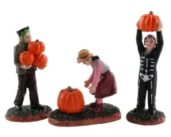 Lemax 82565 - Pumpkin Pickers, Set Of 3 - Spooky Town Figurines* Lemax Spooky Town Figurines
