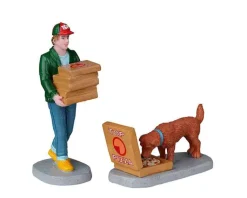 Lemax 22113 - Top Pizza Delivery, Set Of 2 - Christmas Village Figurines* Lemax Figurines