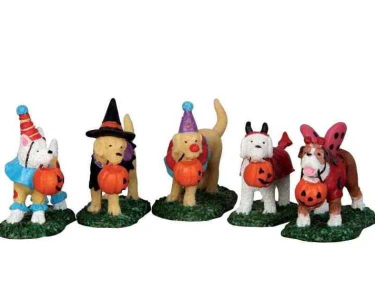 Lemax 52301 - Trick Or Treating Dogs, Set Of 5 - Spooky Town Figurines* Lemax Spooky Town Figurines