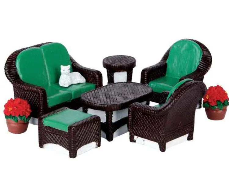 Lemax 64077 - Wicker Lawn Set, Set Of 8 - Table Pieces* Lemax Table Pieces