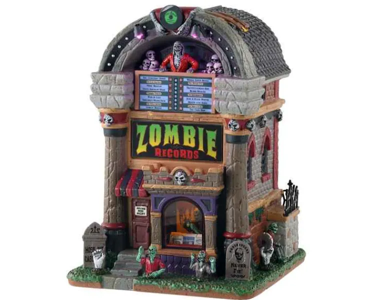 Lemax 15726 - Zombie Records, With 4.5V Adaptor (Aa) - Spooky Town Houses* Lemax Spooky Town Houses