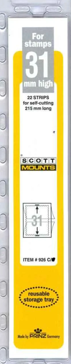 Scott 31 Mm X 215 Mm Strip Clear Mount (22 Mounts)* Stamp Supplies